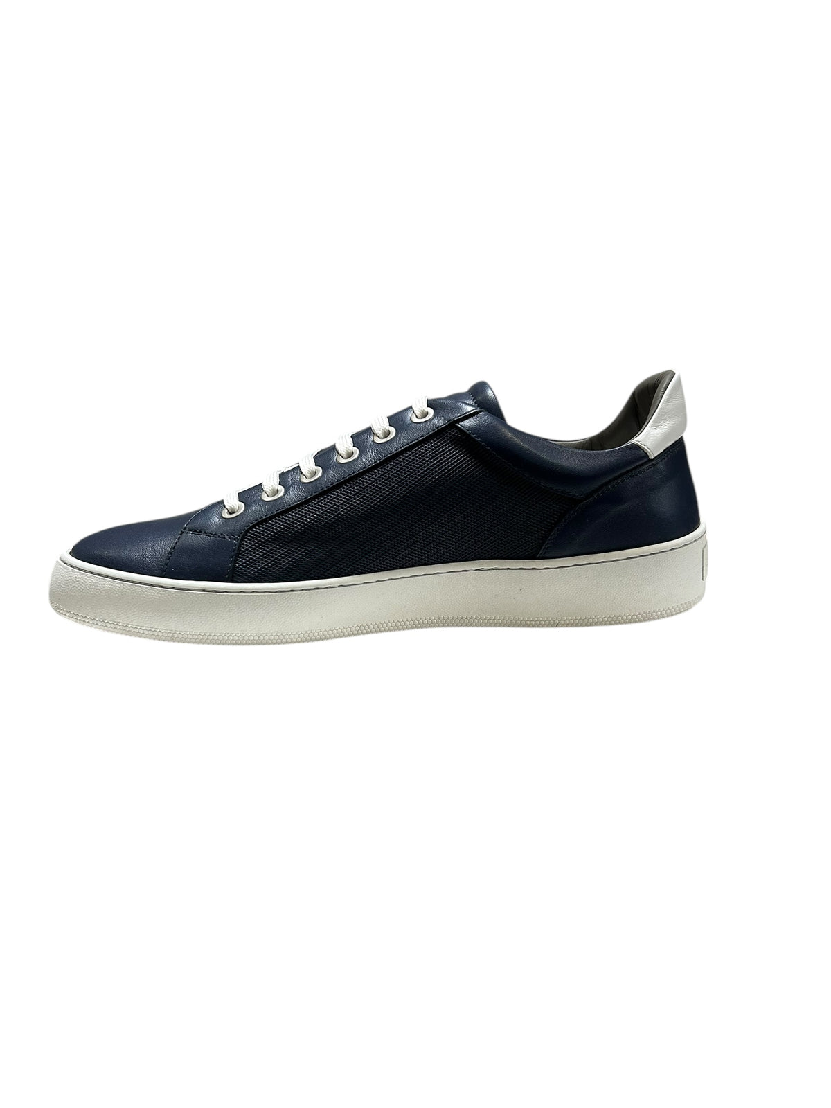Sneakers basses à lactes en cuir - Indigo & Bianco