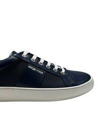 Sneakers basses à lactes en cuir - Indigo & Bianco