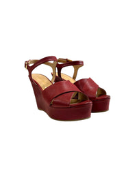 Sandales compensées Sr Pantelleria 105 en cuir - Paprika