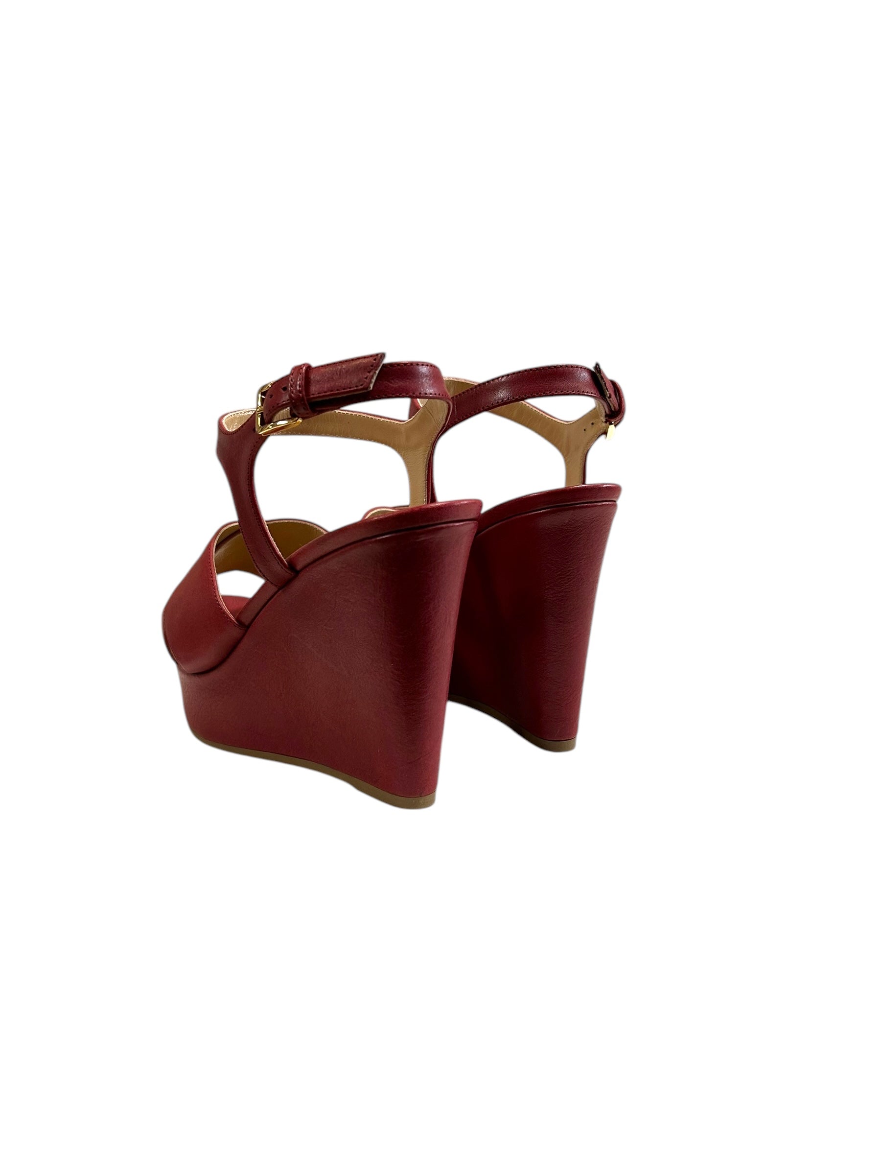 Sandales compensées Sr Pantelleria 105 en cuir - Paprika