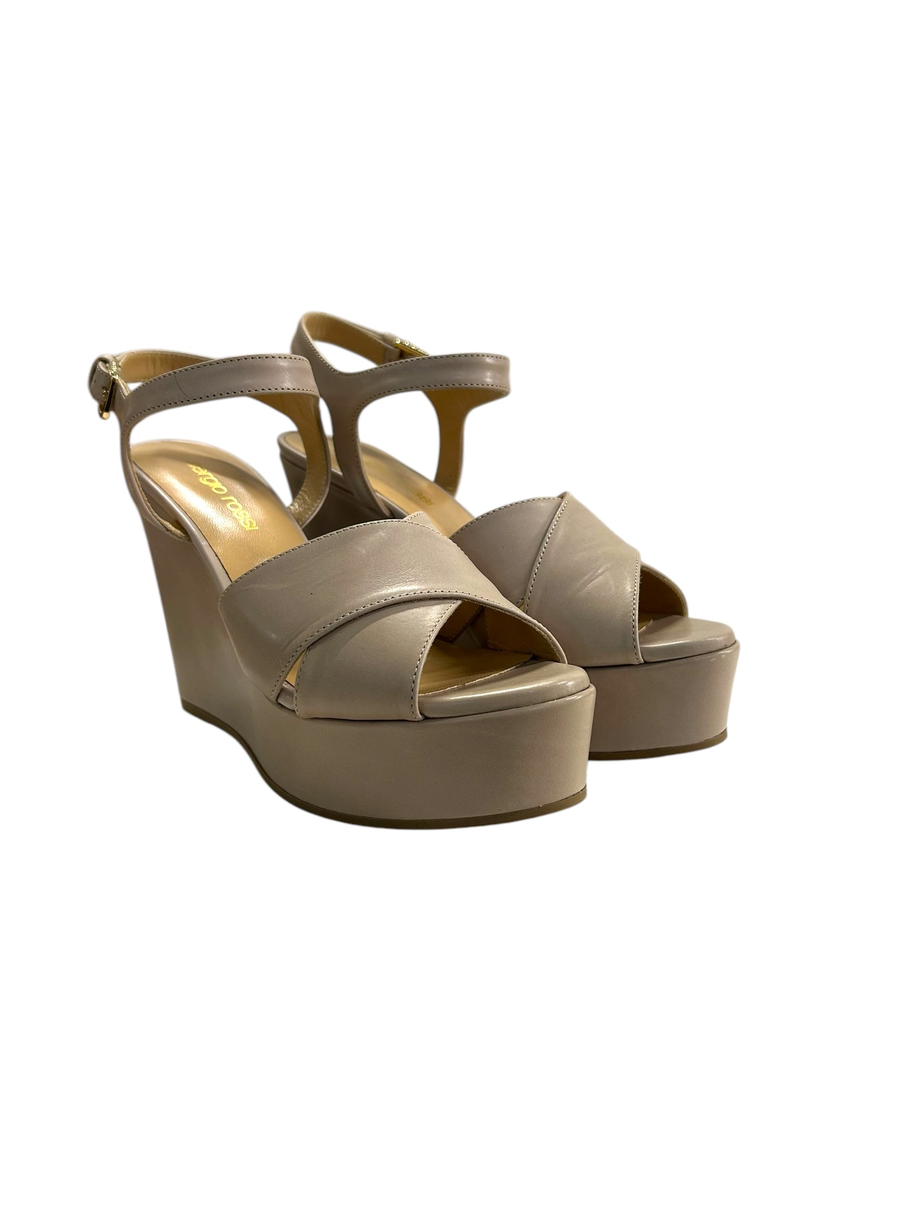 Sandales compensées 100 en cuir - Desert