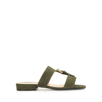 Mules plates Buckle avec boucle en daim - Military