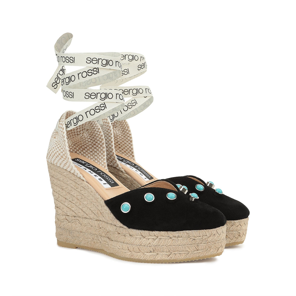 Espadrilles compensées Manebi 110 en daim - Nero