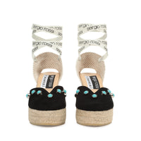 Espadrilles compensées Manebi 110 en daim - Nero