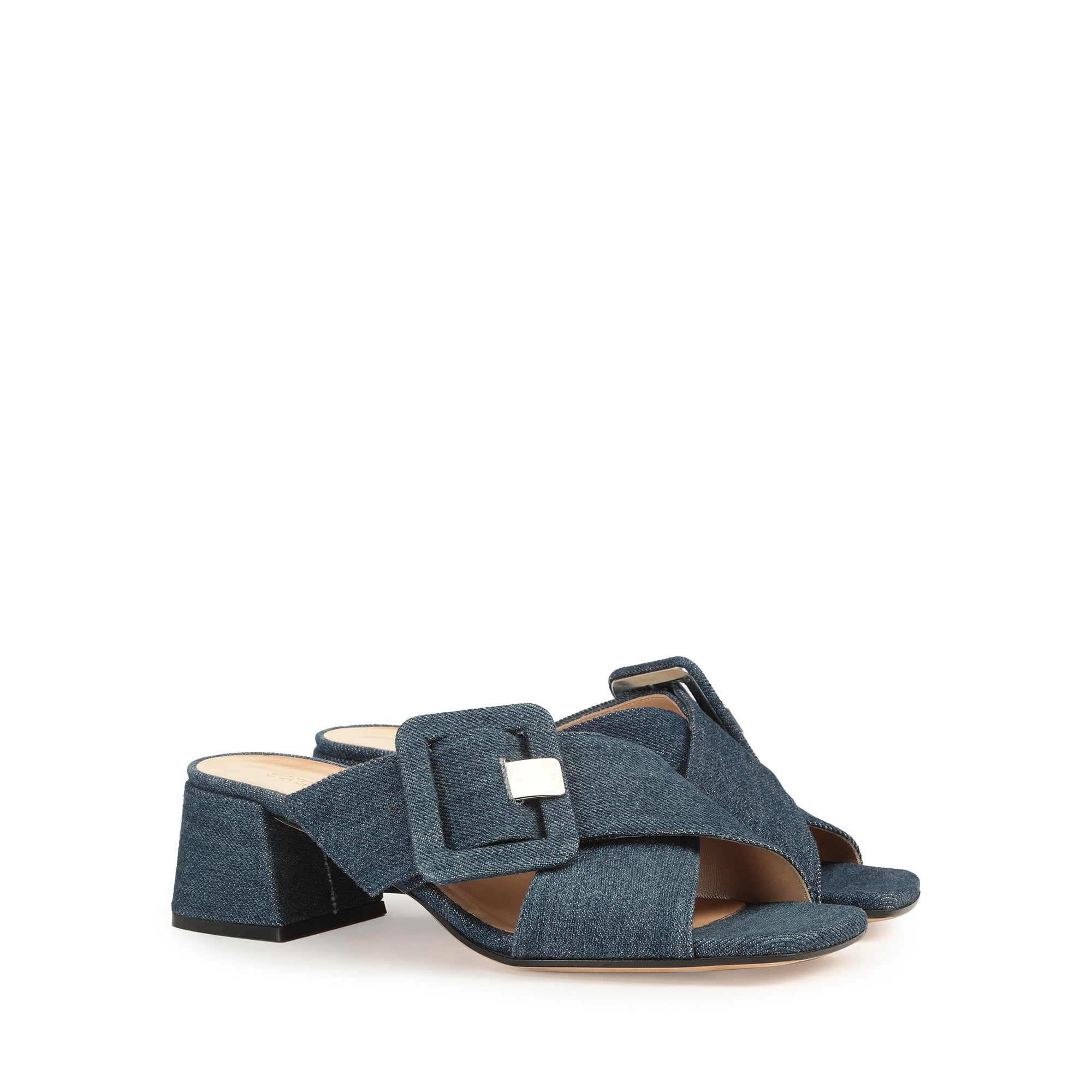 Sandales à boucle Sr Mia 45 en tissu - Navy