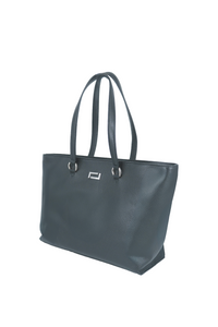 Grand sac cabas Lola à zip en cuir grainé - Noir