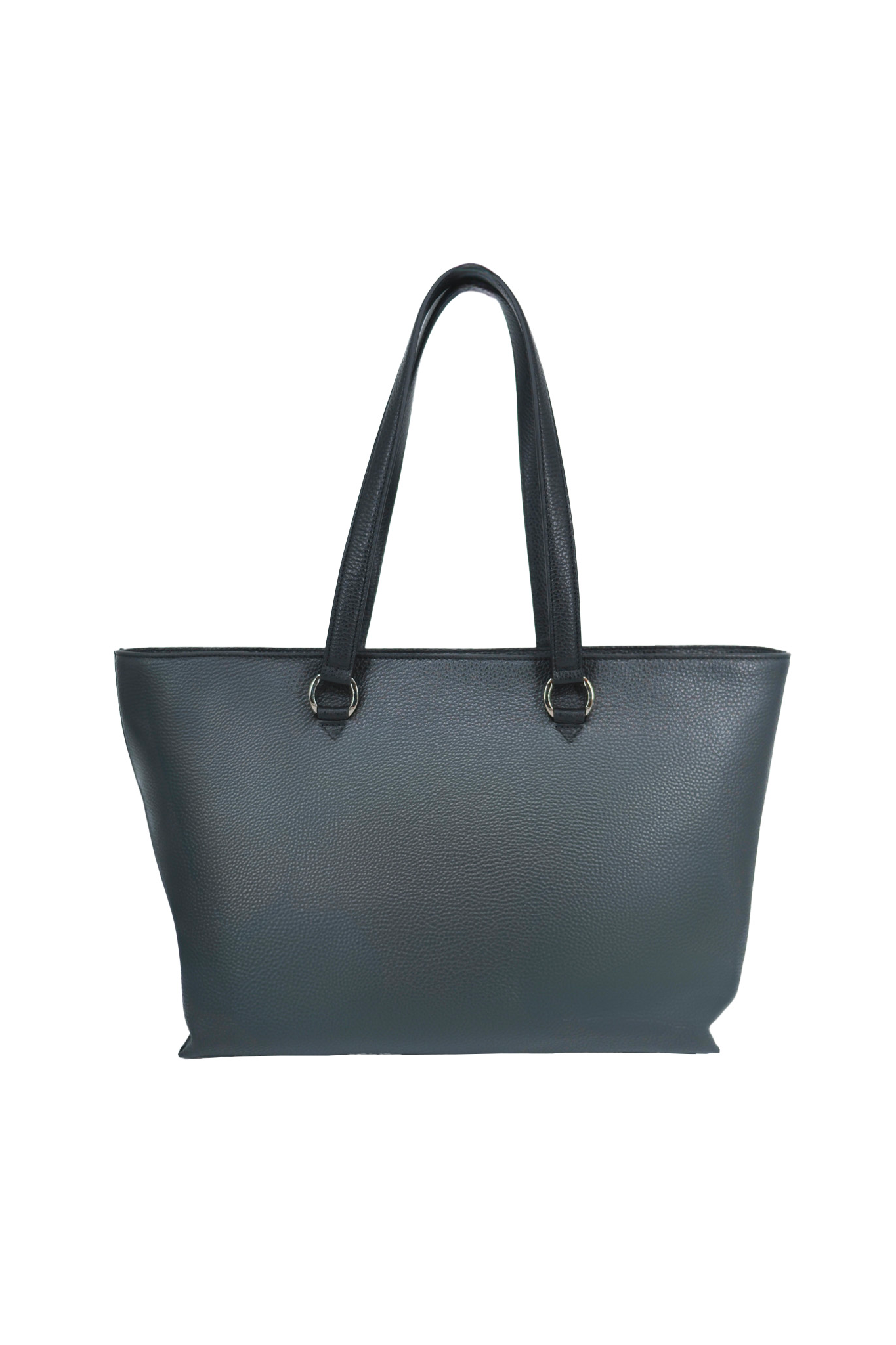 Grand sac cabas Lola à zip en cuir grainé - Noir