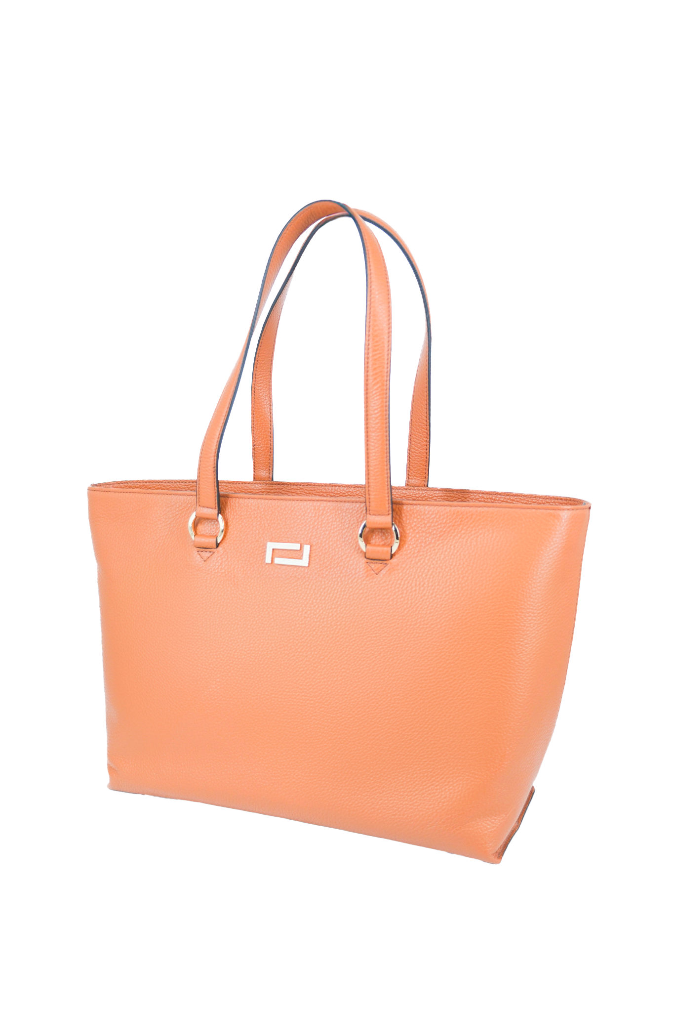 Grand sac cabas Lola à zip en cuir grainé - Camel