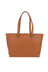 Grand sac cabas Lola à zip en cuir grainé - Camel
