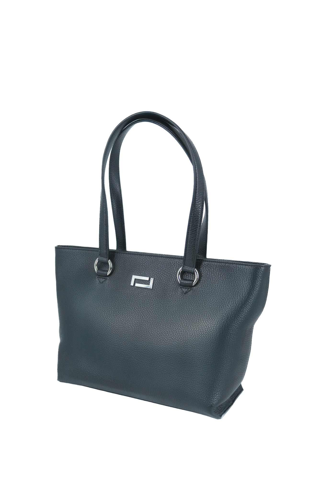 Sac cabas Lola à zip en cuir grainé - Noir