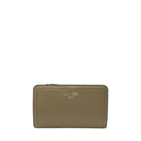 Sacha rectangular zipped leather wallet - Khaki