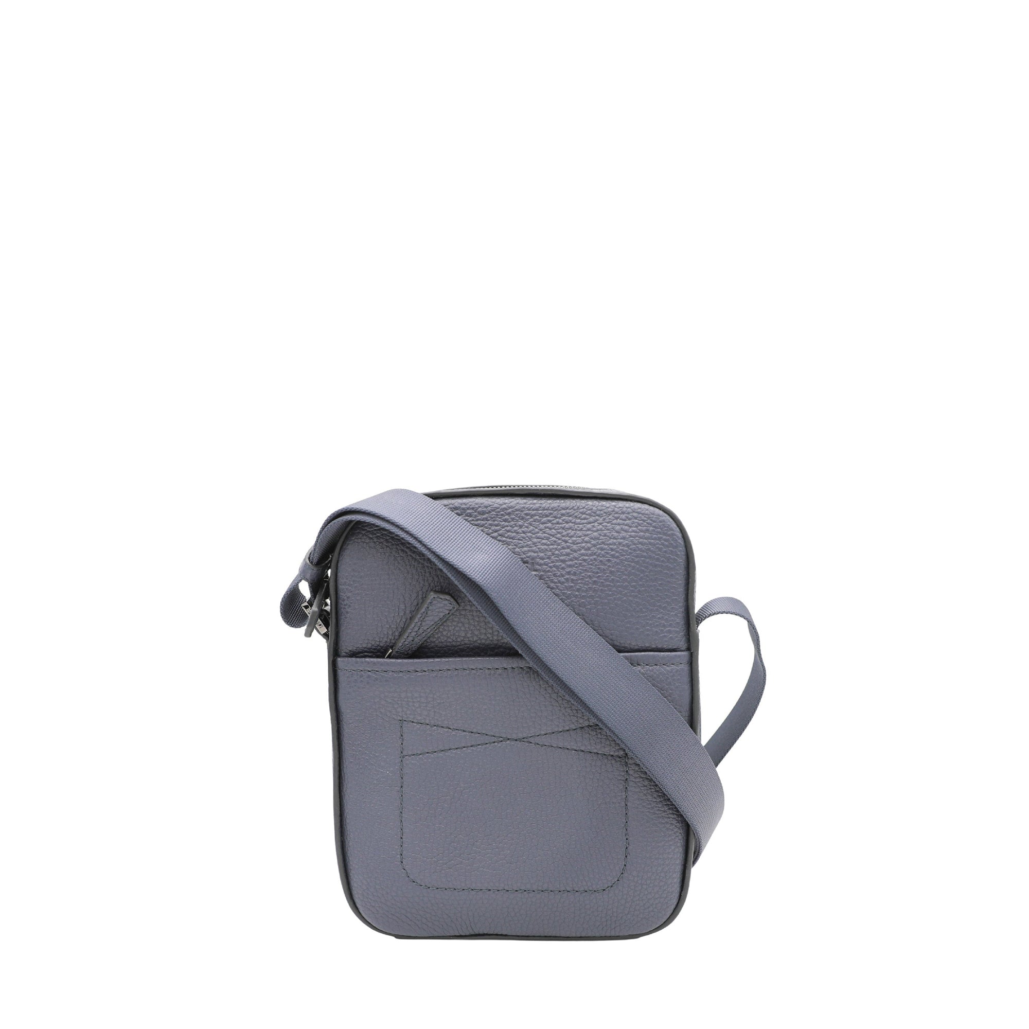 Sac bandoulière Reporter Théo S en cuir grainé - Bleu pétrole