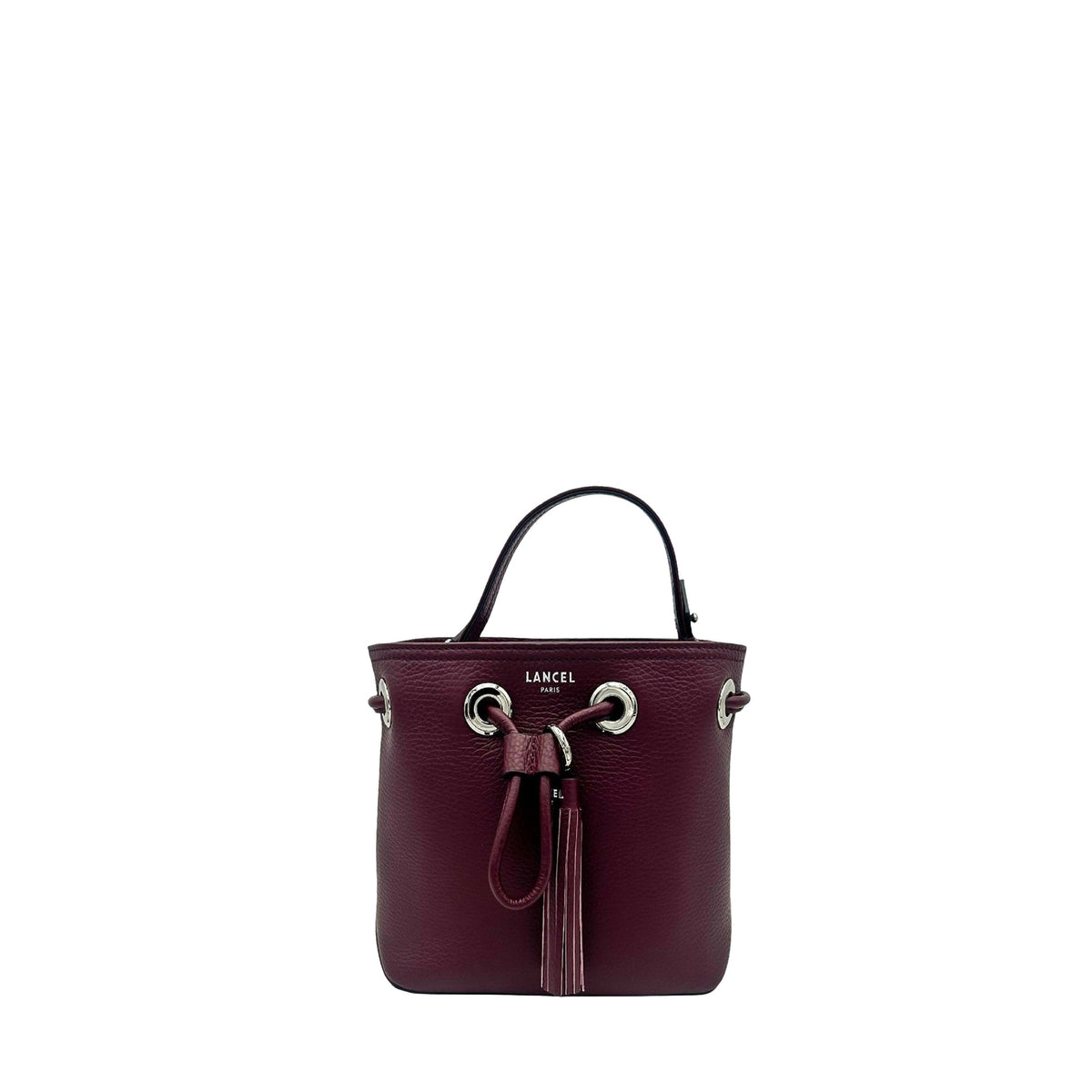 Sacha mini bucket bag in grained leather - Cassis