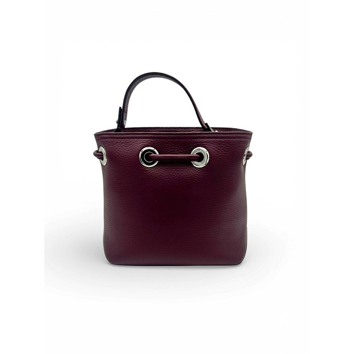Sacha mini bucket bag in grained leather - Cassis