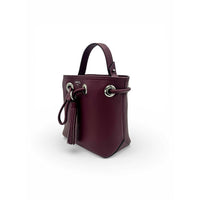 Sacha mini bucket bag in grained leather - Cassis