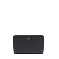 Portefeuille Lettrines zippé en cuir grainé - Noir
