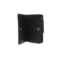 Portefeuille Lettrines zippé en cuir grainé - Noir