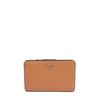 Portefeuille Lettrines zippé en cuir grainé - Camel