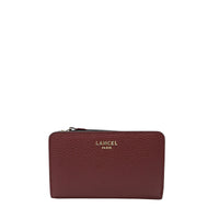 Lettrines rectangular zipped leather wallet - Cassis