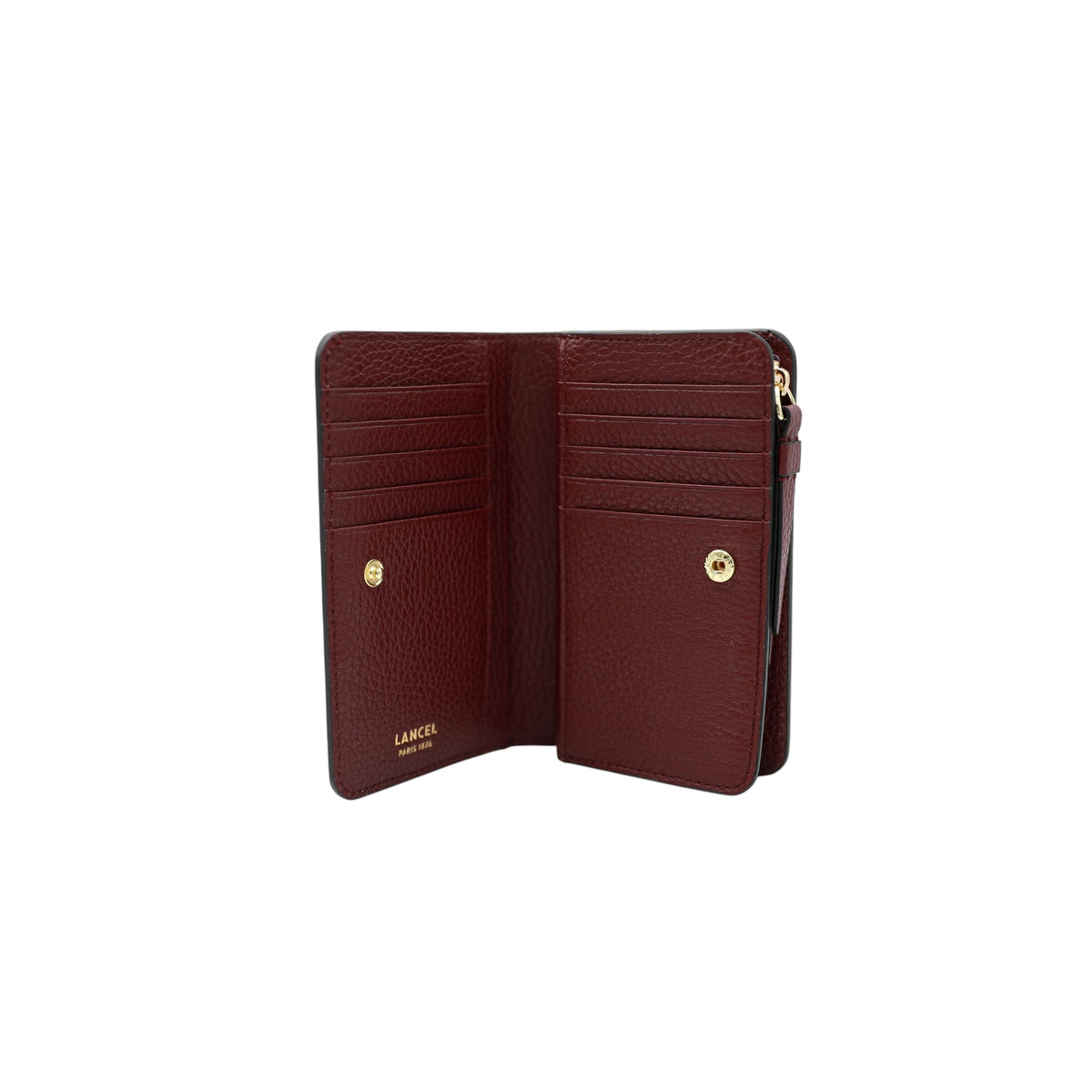 Lettrines rectangular zipped leather wallet - Cassis