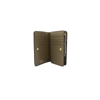 Lettrines rectangular zipped leather wallet - Khaki