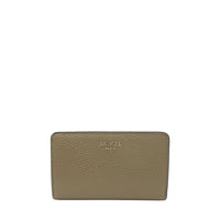 Lettrines rectangular zipped leather wallet - Khaki