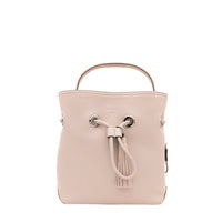 Petit sac seau Sacha à poignée en cuir grainé - Nude