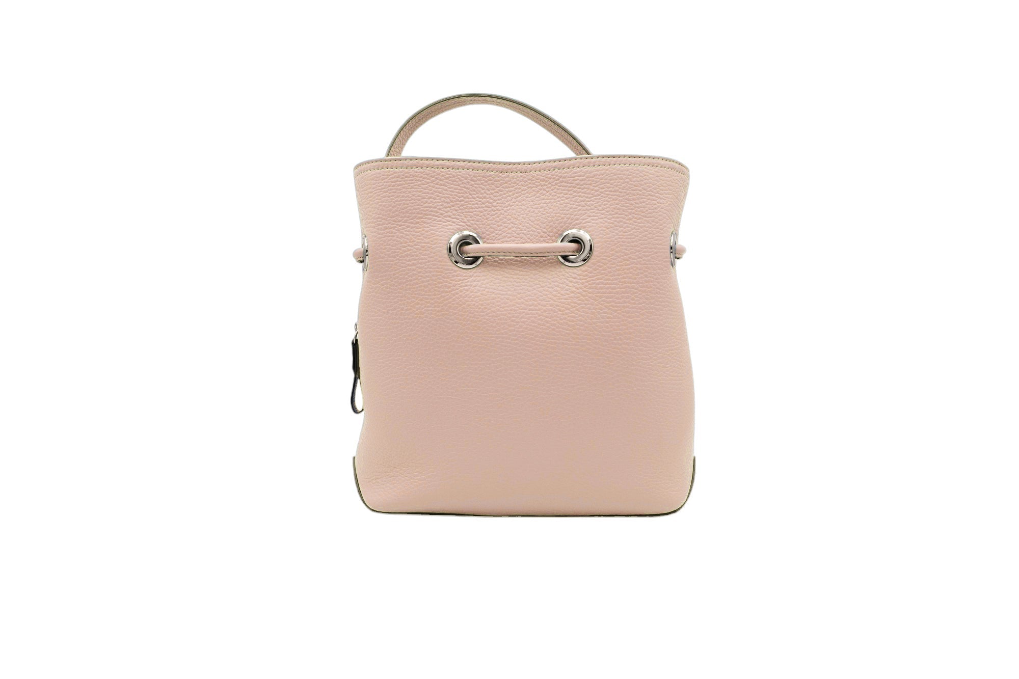 Petit sac seau Sacha à poignée en cuir grainé - Nude