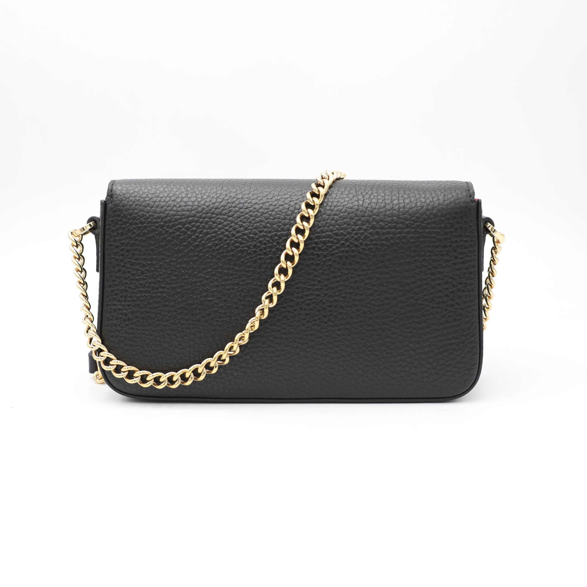 Mini sac à rabat Lettrines en cuir grainé - Noir