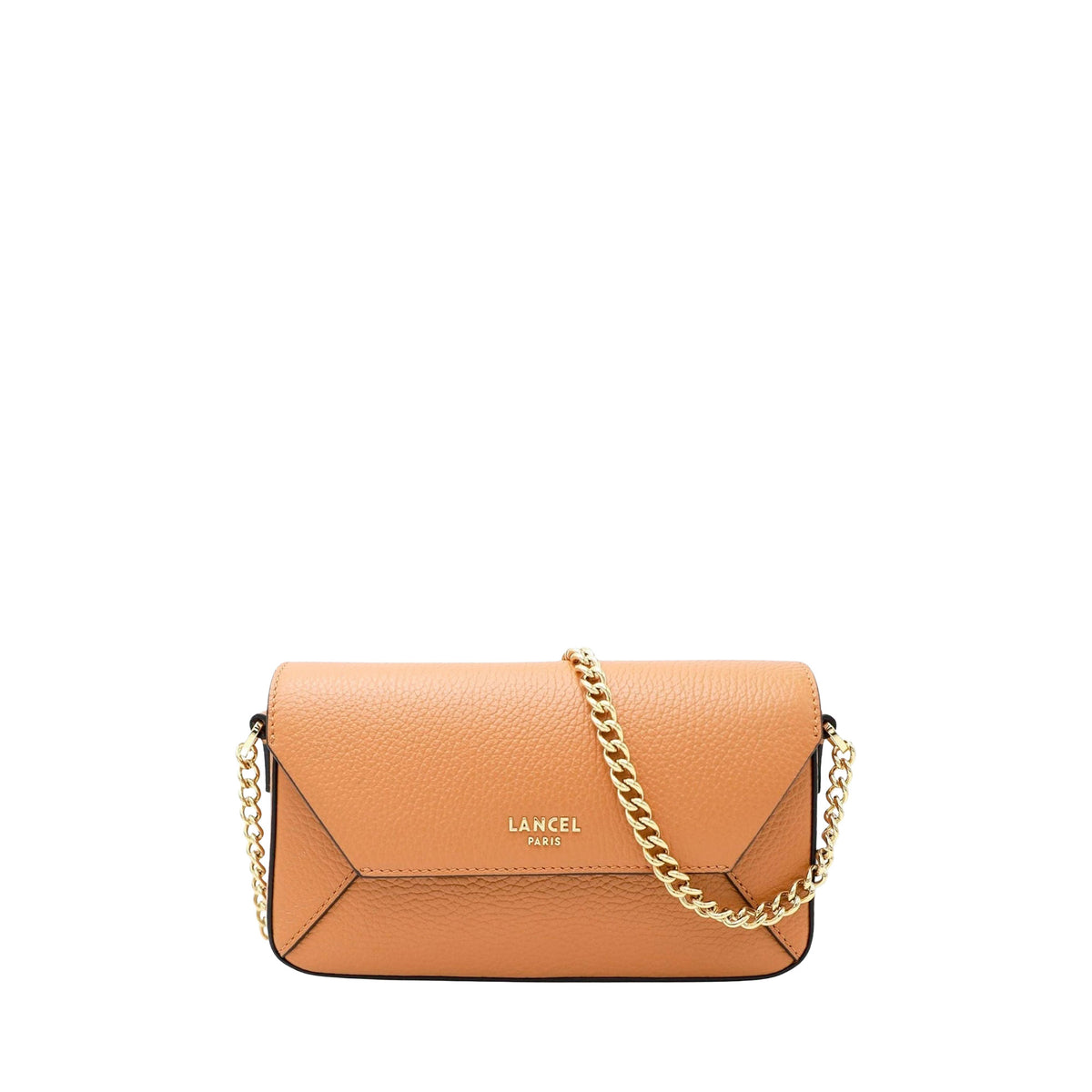 Lettrines mini flap bag in grained leather - Camel
