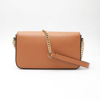 Mini sac à rabat Lettrines en cuir grainé - Camel