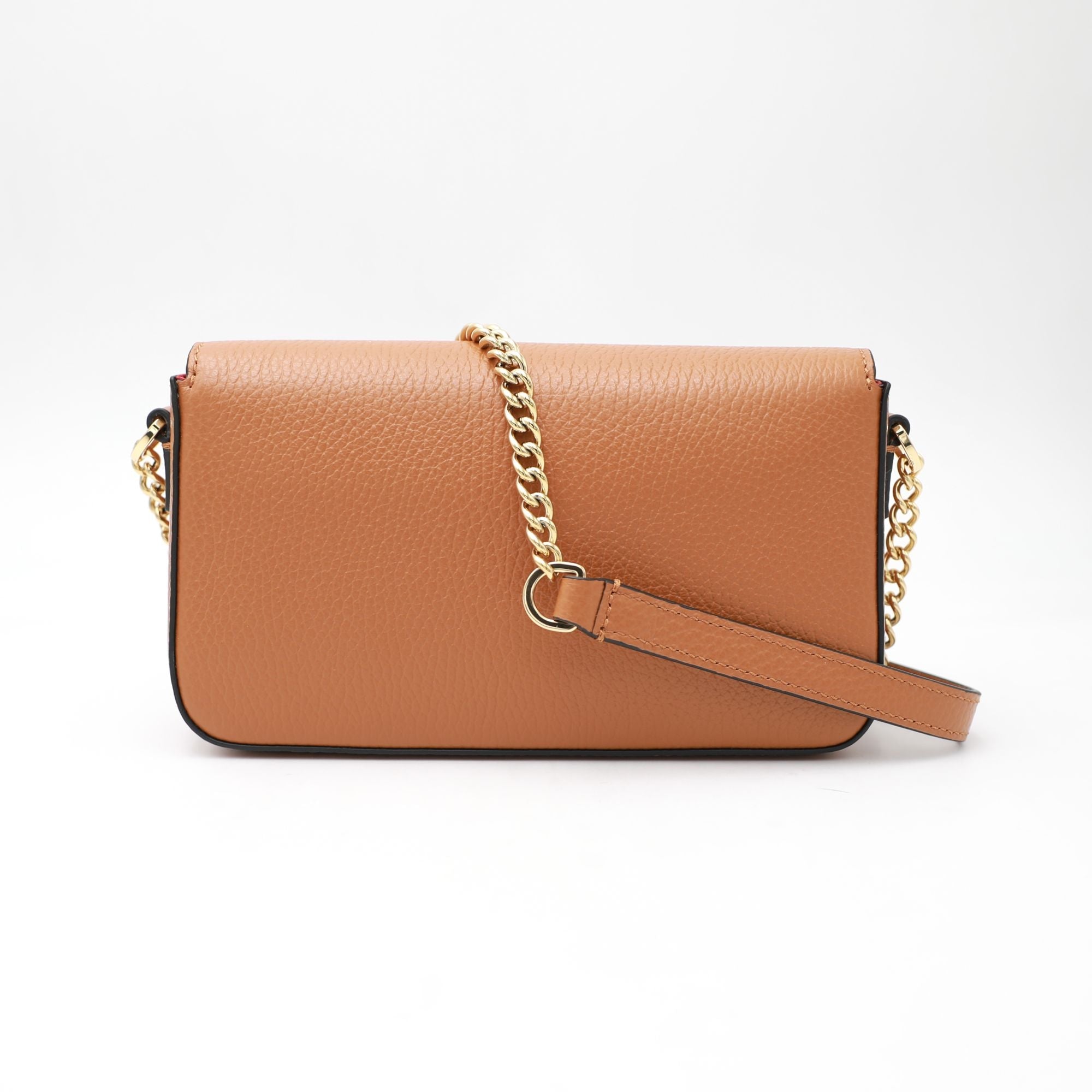Mini sac à rabat Lettrines en cuir grainé - Camel