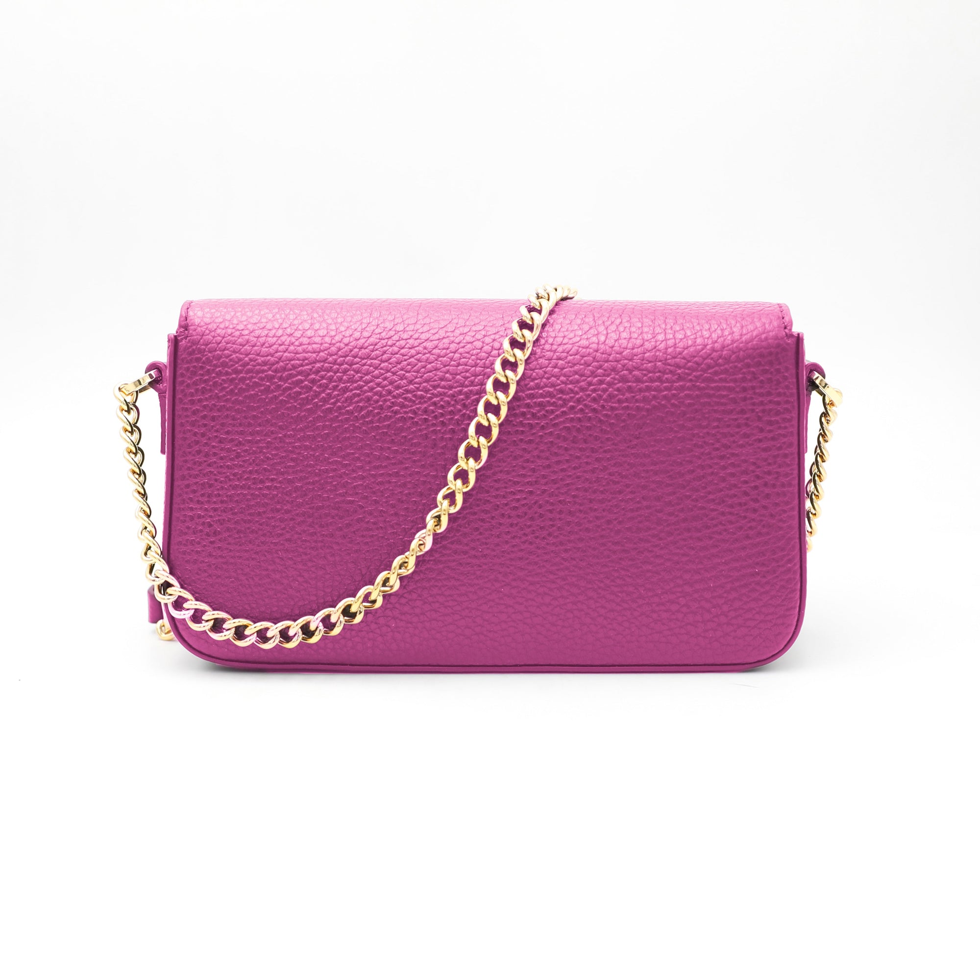 Mini sac à rabat Lettrines en cuir grainé - Rose Glamour