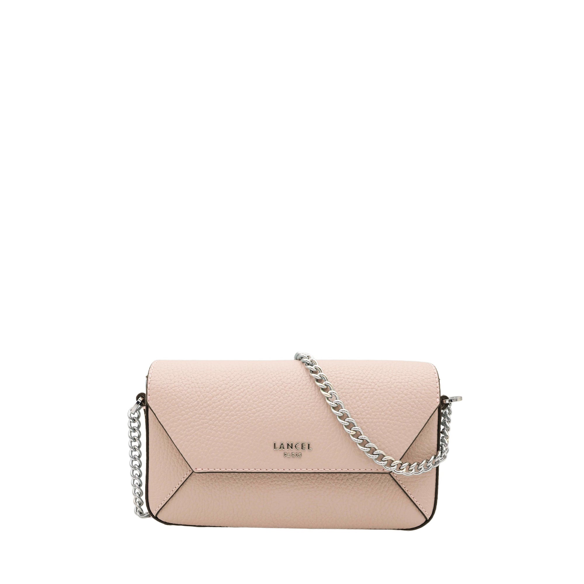 Mini sac à rabat Lettrines en cuir grainé - Nude