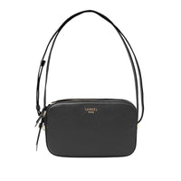 Sac caméra Lettrines à double zip en cuir grainé - Noir