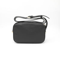 Sac caméra Lettrines à double zip en cuir grainé - Noir
