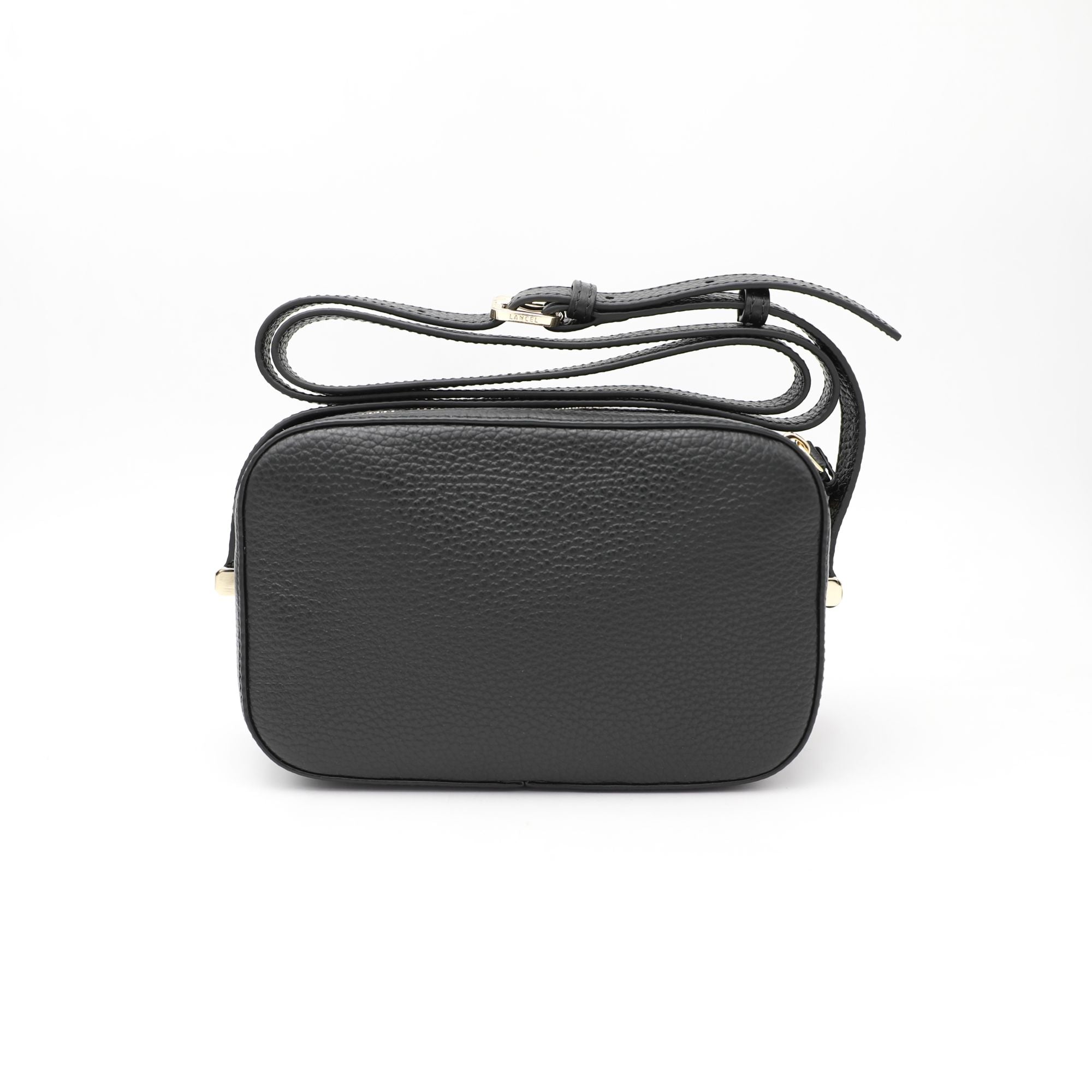 Sac caméra Lettrines à double zip en cuir grainé - Noir