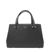 Lettrines zipped leather tote bag - Black