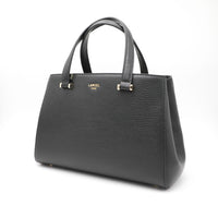 Lettrines zipped leather tote bag - Black