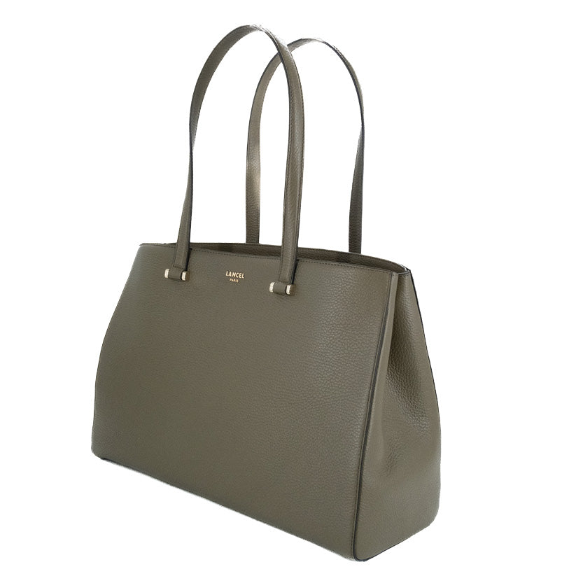 Sac Lettrines caryall en cuir grainé - Kaki