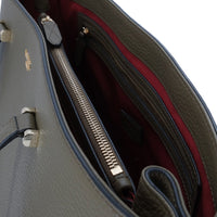Sac Lettrines caryall en cuir grainé - Kaki