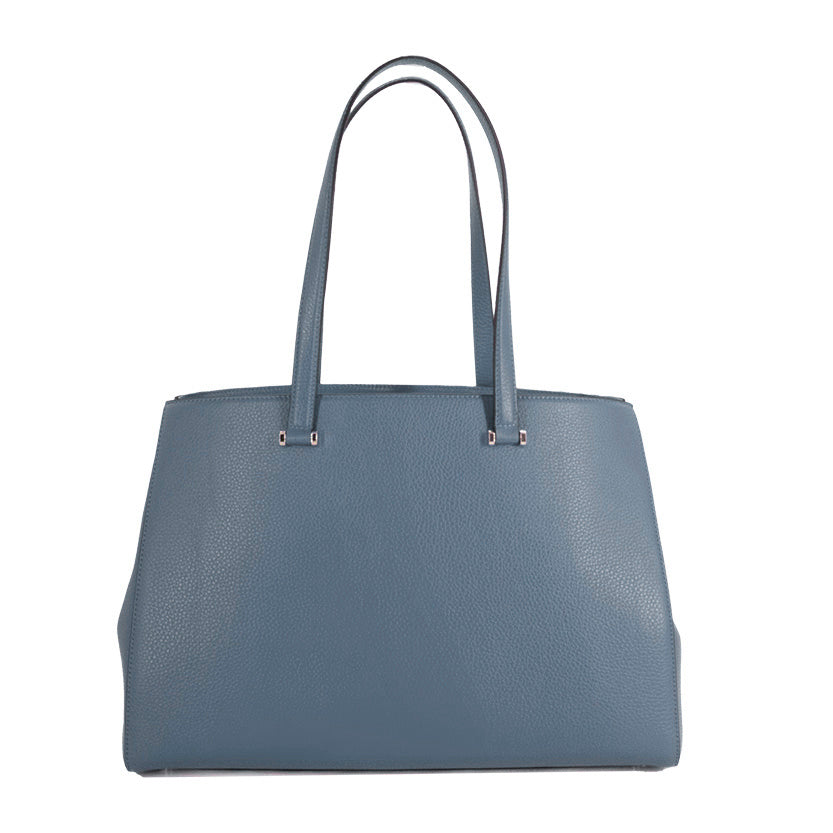 Sac Lettrines caryall en cuir grainé - Bleu Polaire