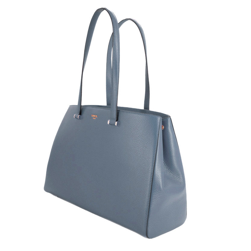 Sac Lettrines caryall en cuir grainé - Bleu Polaire