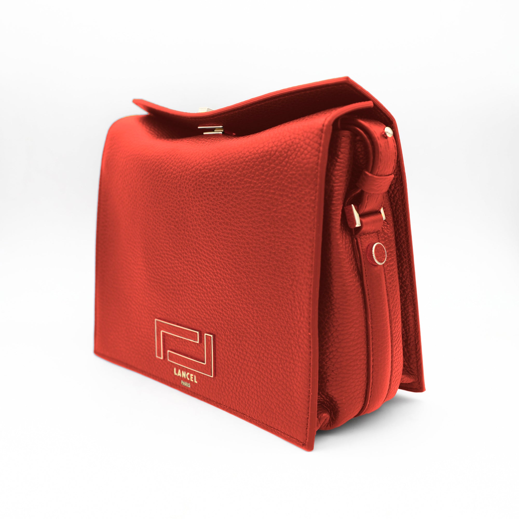 Sac Pia porte croisé en cuir grainé - Tomate