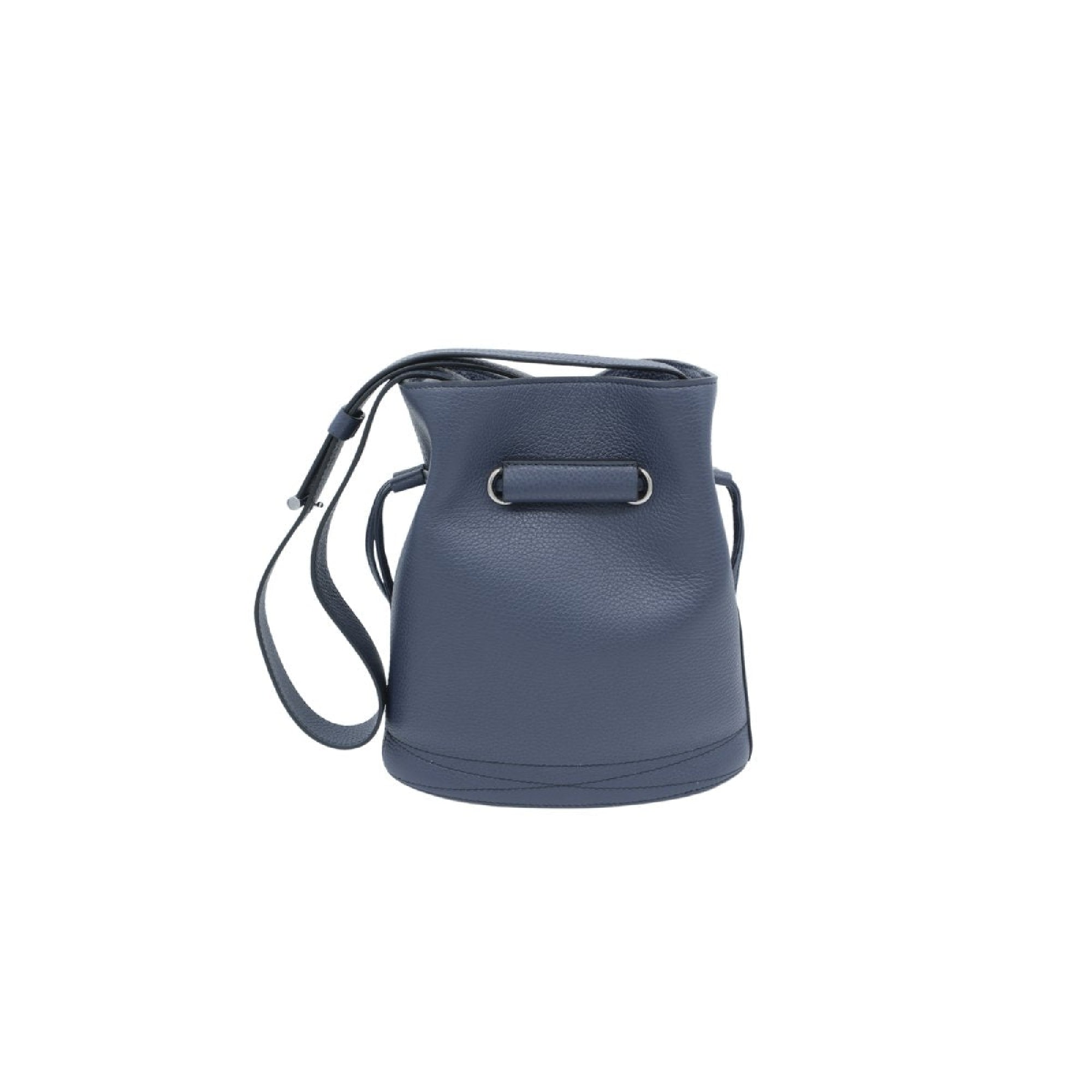 Sac seau S Le Huit en cuir grainé - Bleu Nuit