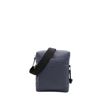 Graphic mini reporter bag in leather - Petrol blue