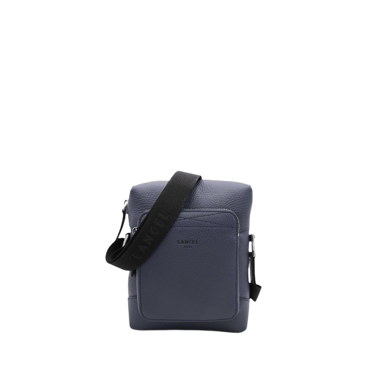 Graphic mini reporter bag in leather - Petrol blue