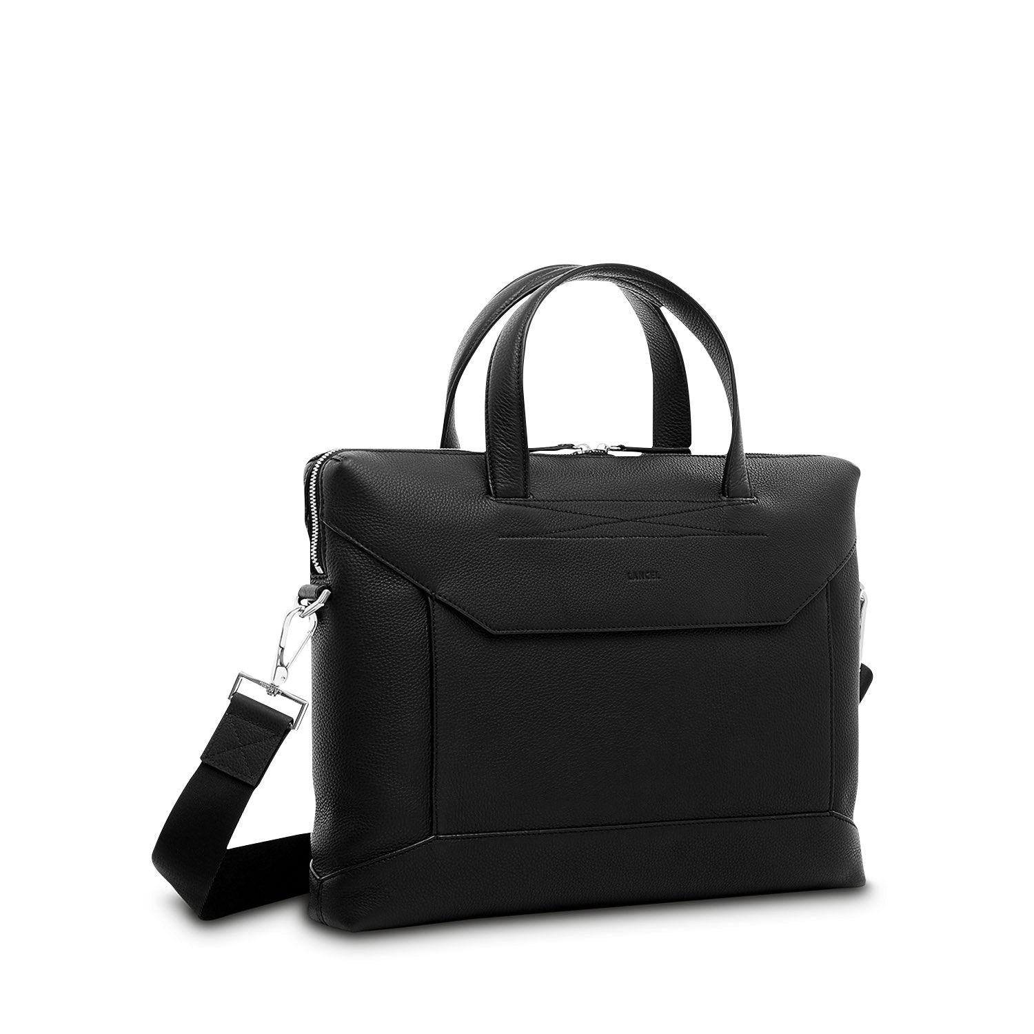 Porte-documents slim Graphic en cuir grainé - Noir