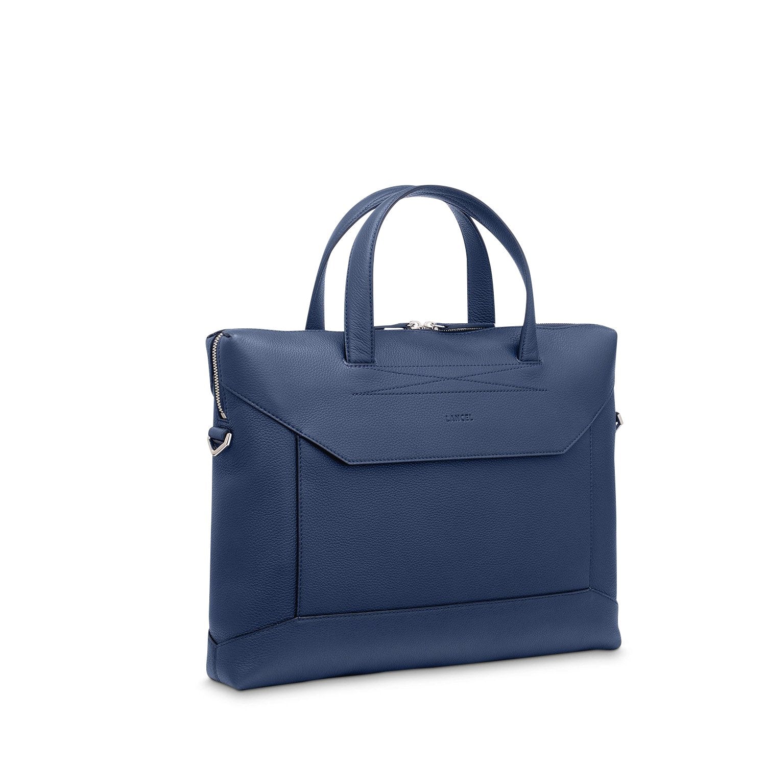 Porte-documents slim Graphic en cuir grainé - Bleu pétrole