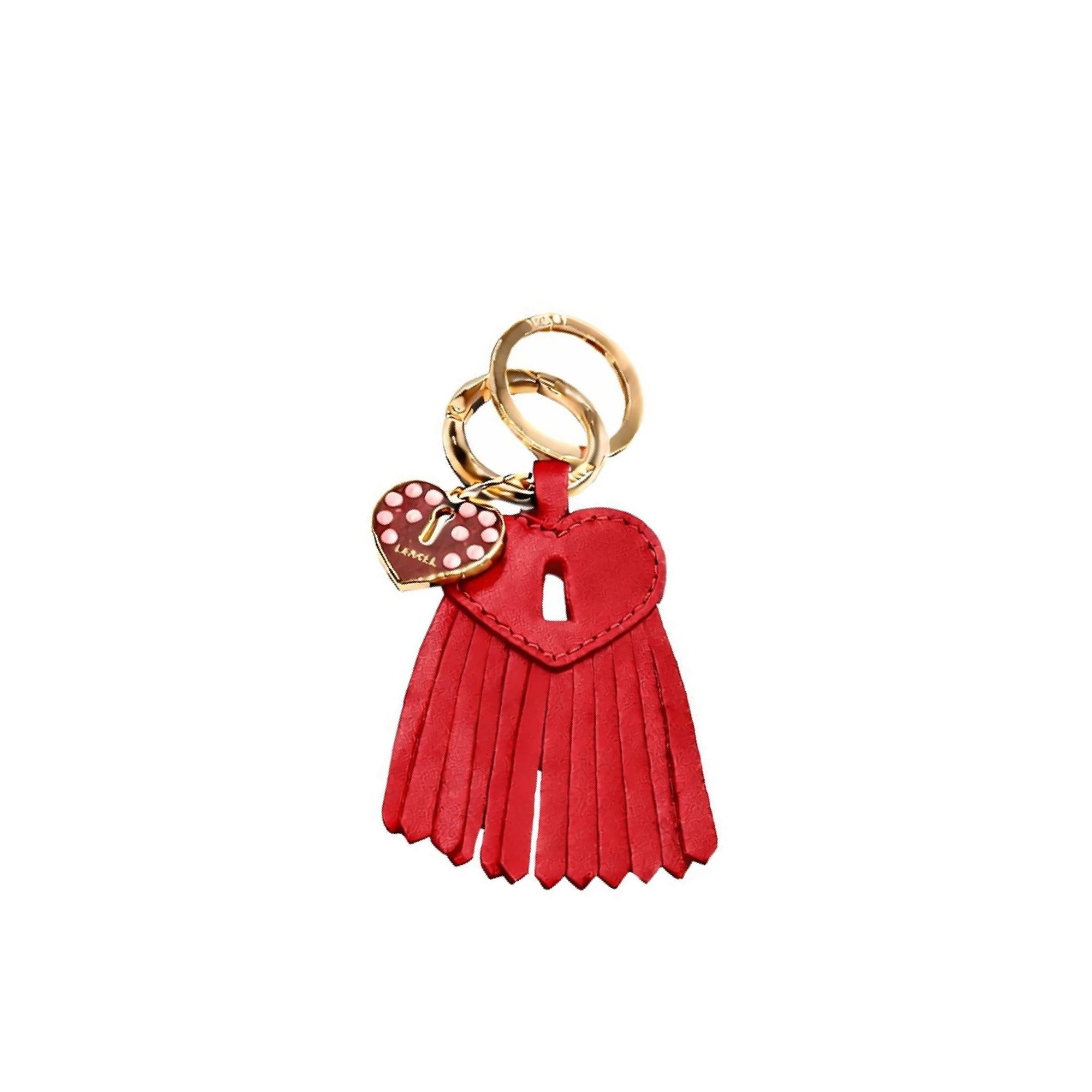 Porte-clés pompon cœur Franges - Rouge